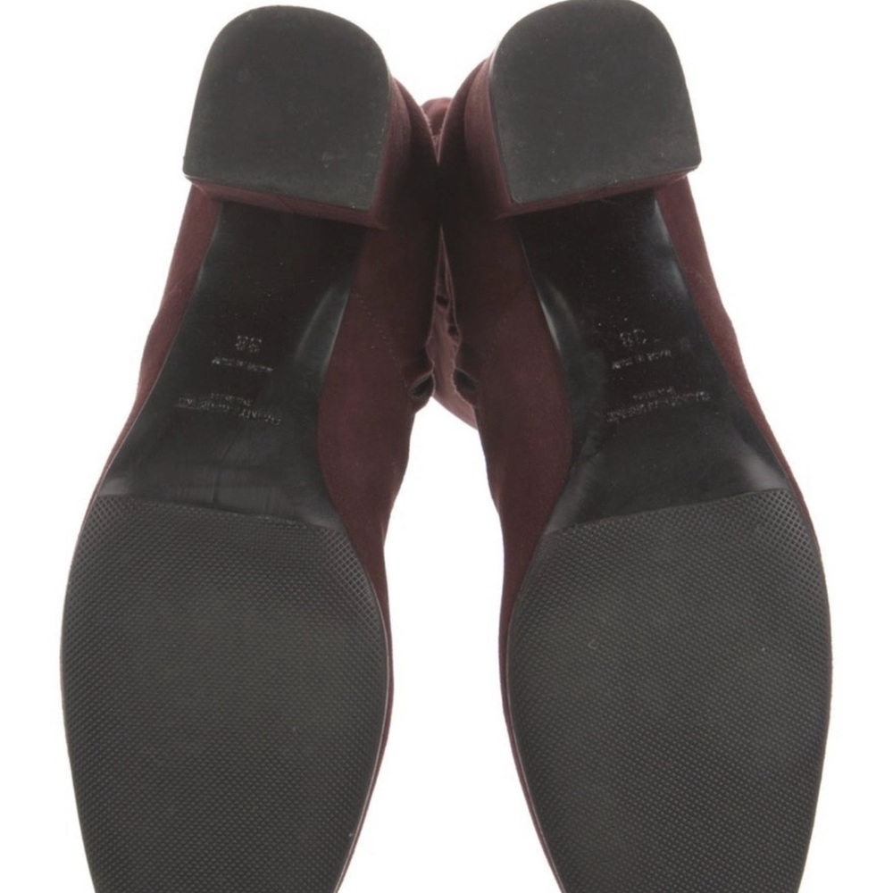 Saint Laurent Over-the-Knee Block Heel Boots in Burgundy Suede - Picture 6 of 6